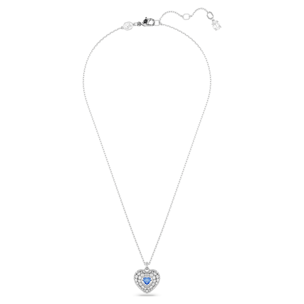 Hyperbola pendant, Heart, Blue, Rhodium plated by SWAROVSKI