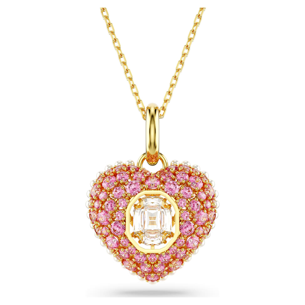 Hyperbola pendant, Octagon cut, Crystal pearls, Heart, Pink, Gold-tone plated by SWAROVSKI