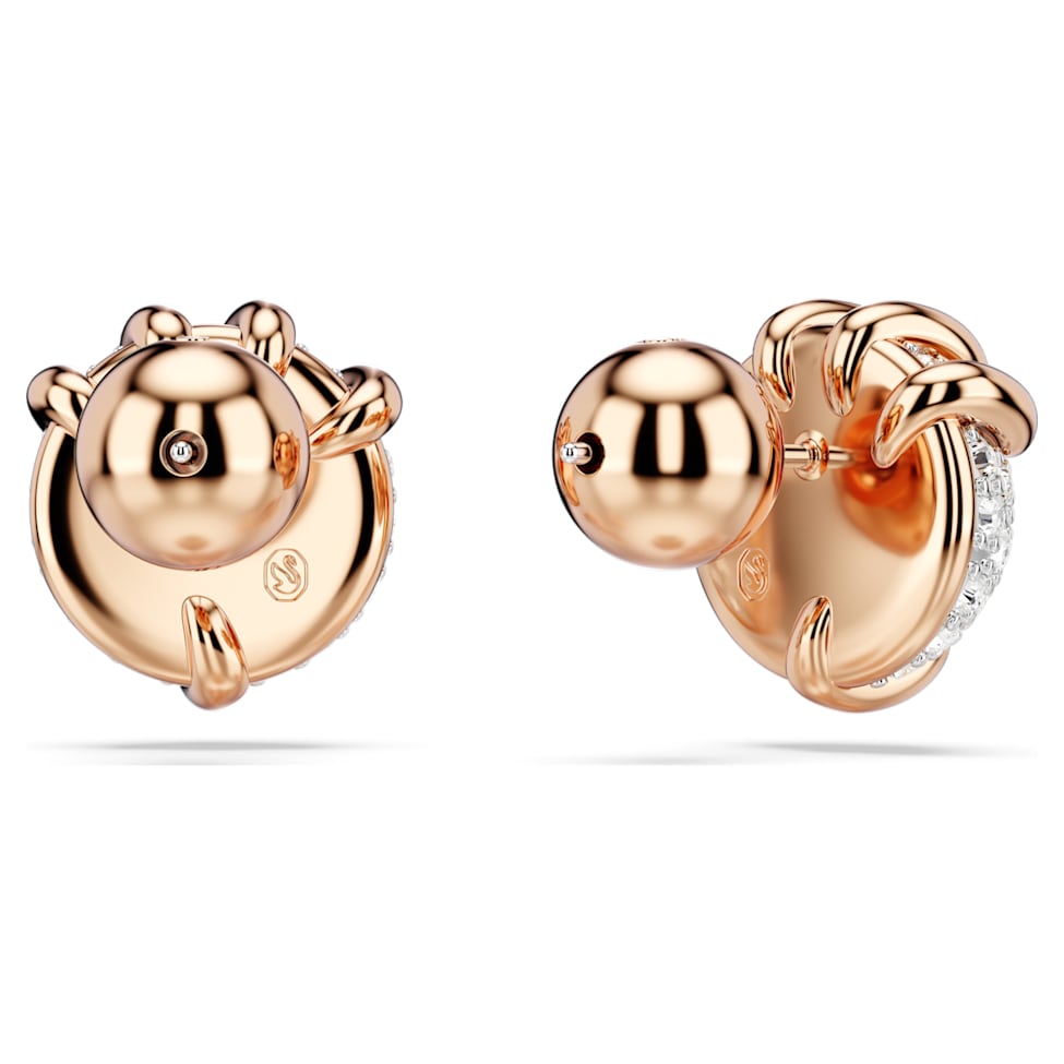 Dragon & Phoenix stud earrings, Dragon’s claw, White, Rose gold-tone plated by SWAROVSKI