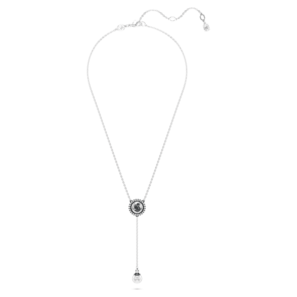 Swarovski Swan Y pendant, Swan, Gray, Rhodium plated by SWAROVSKI