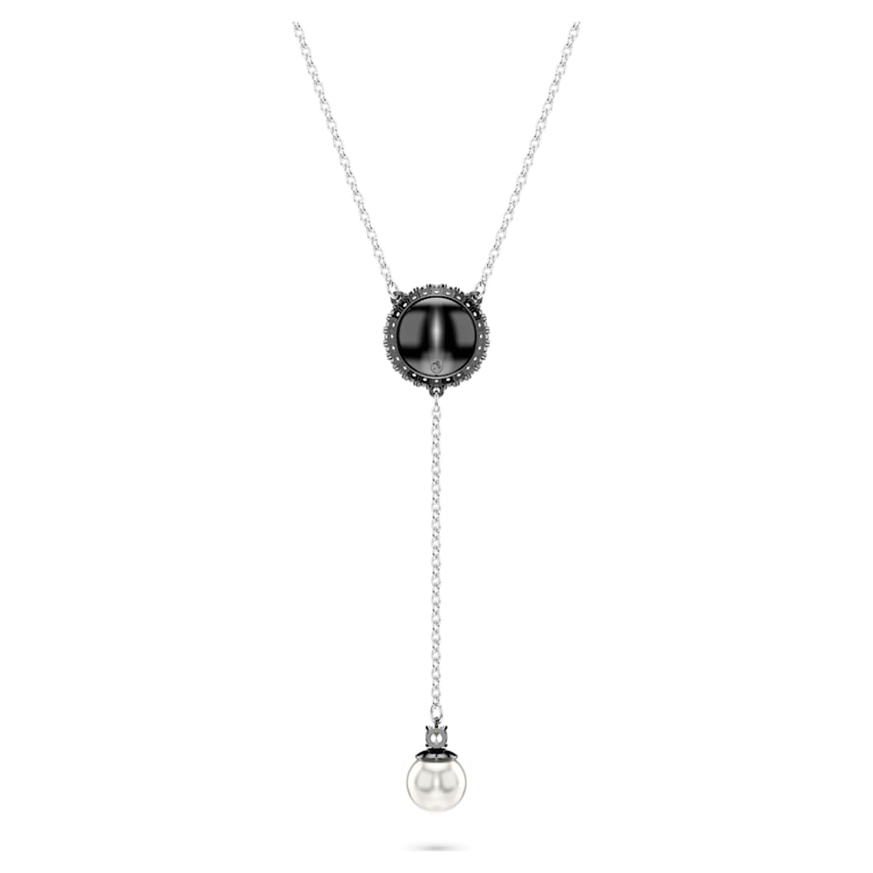 Swarovski Swan Y pendant, Swan, Grey, Rhodium plated by SWAROVSKI