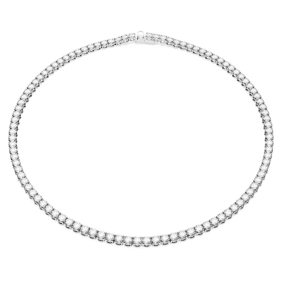 Matrix Tennis necklace, Round cut, White, Rhodium plated by SWAROVSKI