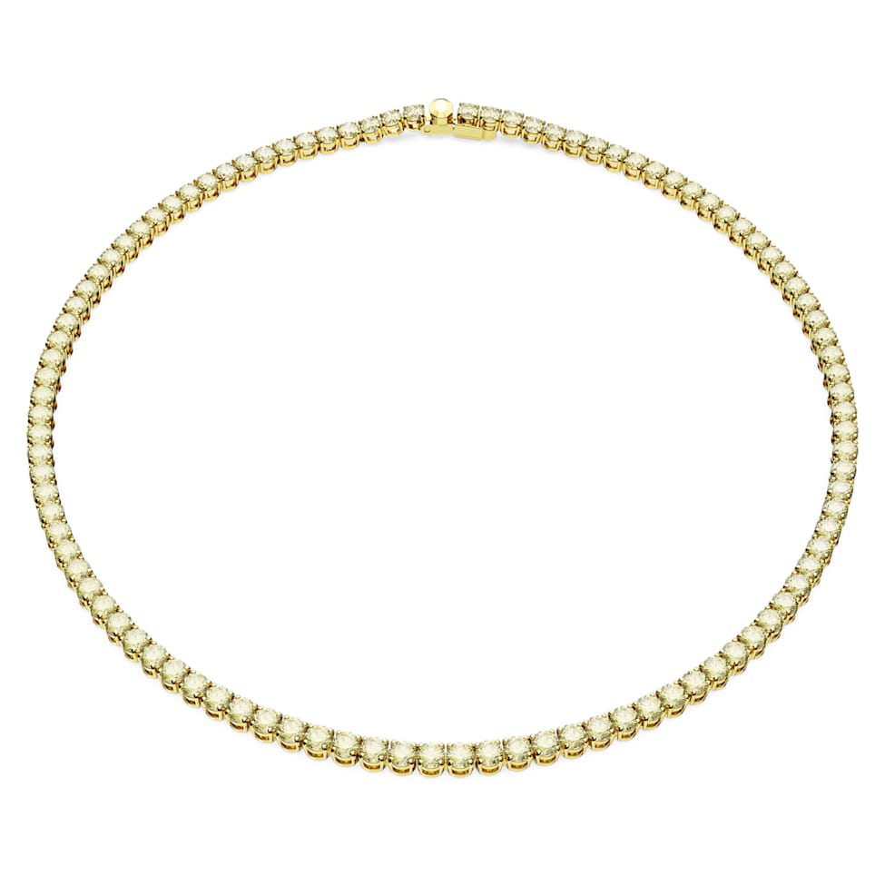 Matrix Tennis necklace, Round cut, Yellow, Gold-tone plated by SWAROVSKI