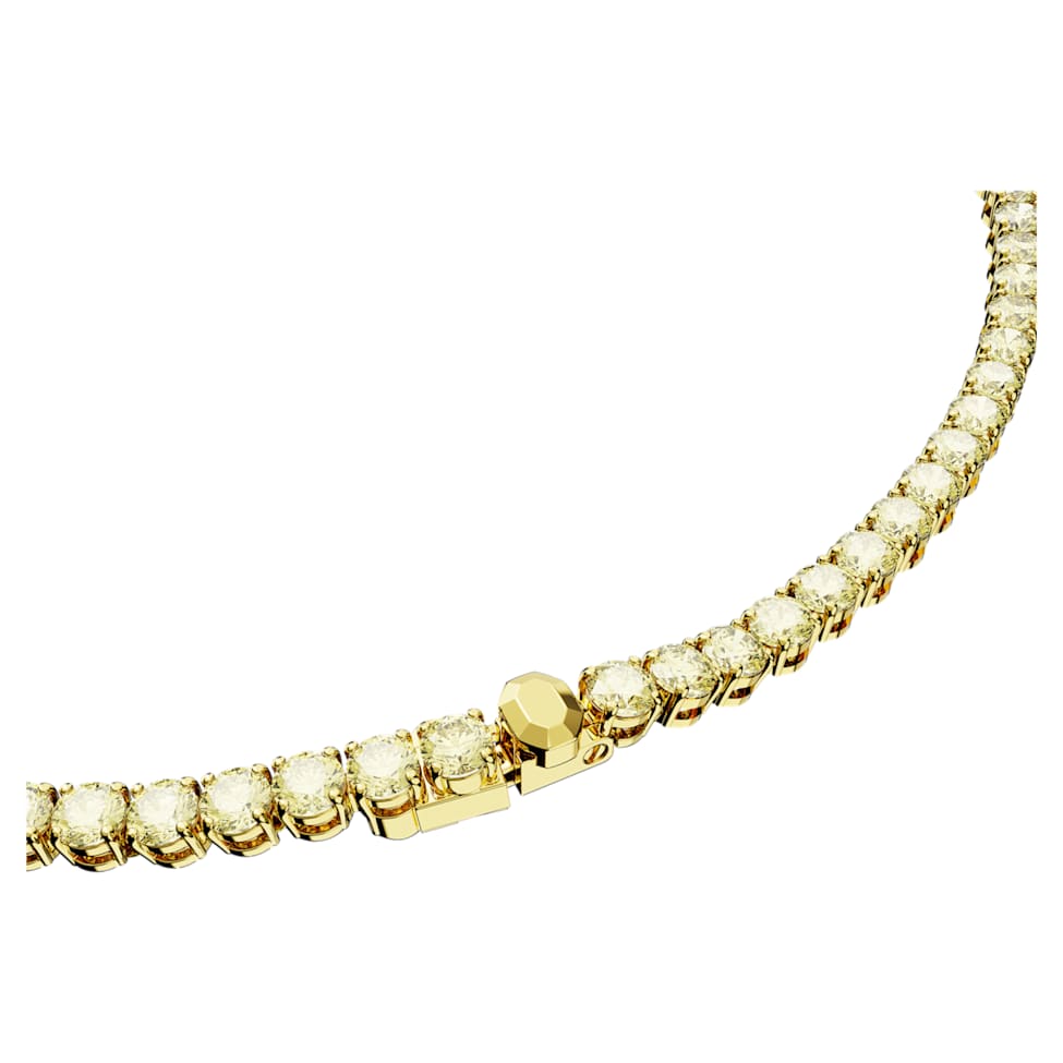 Matrix Tennis necklace, Round cut, Yellow, Gold-tone plated by SWAROVSKI