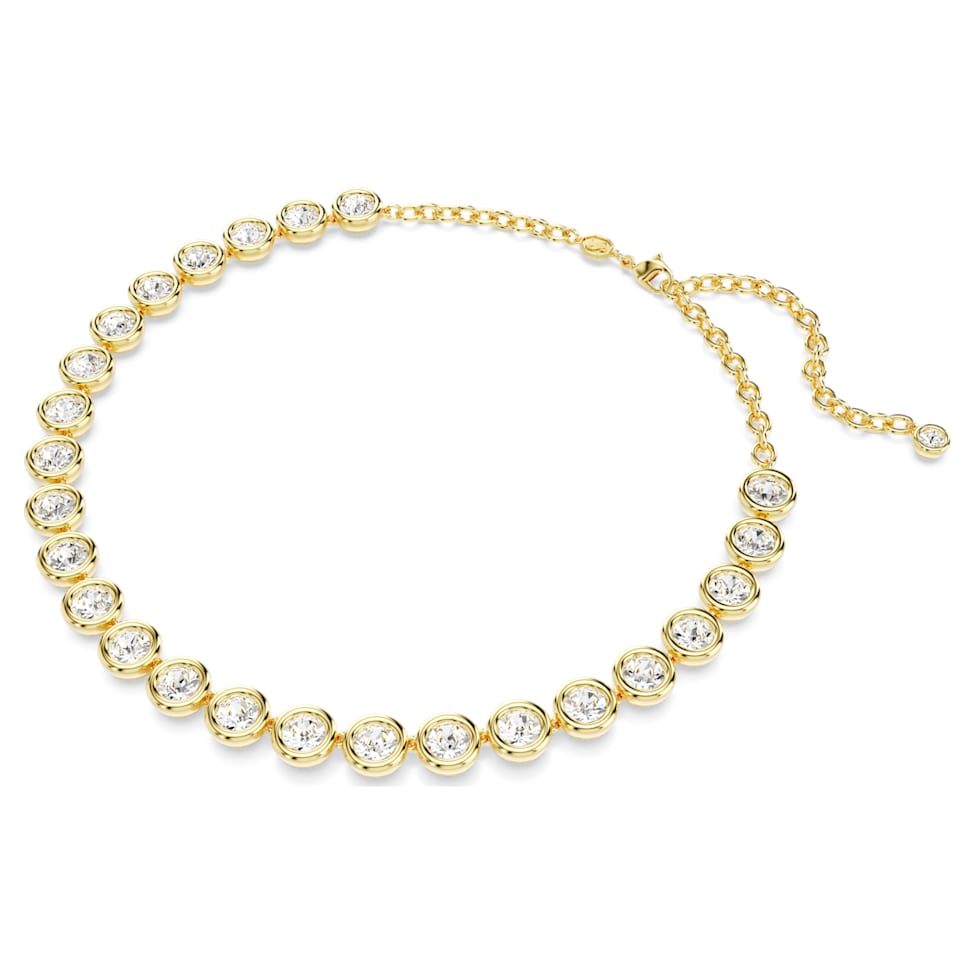 Imber necklace, Round cut, White, Gold-tone plated by SWAROVSKI