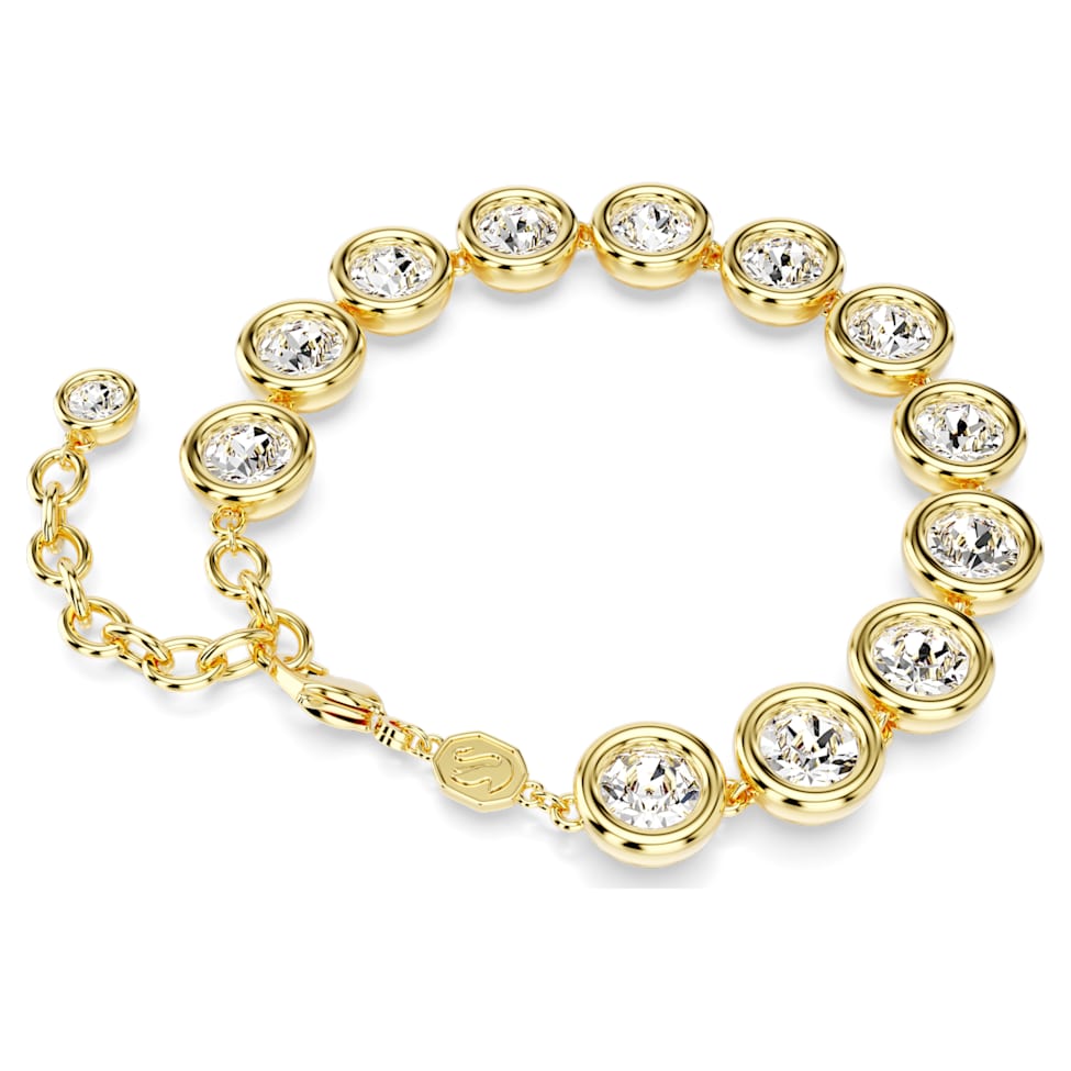 Imber bracelet, Round cut, White, Gold-tone plated by SWAROVSKI