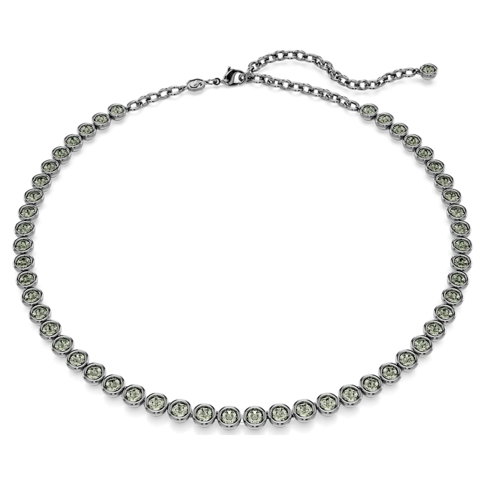 Imber Tennis necklace, Round cut, Gray, Ruthenium plated by SWAROVSKI