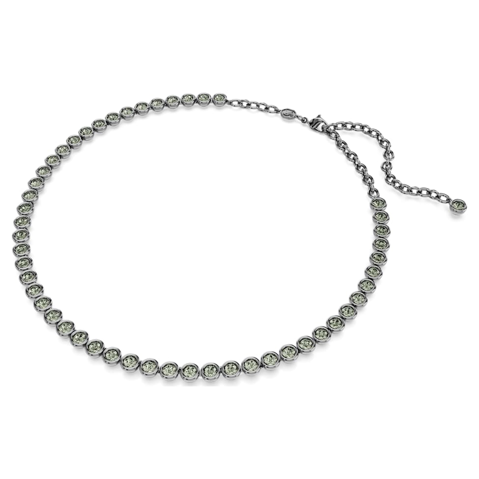 Imber Tennis necklace, Round cut, Grey, Ruthenium plated by SWAROVSKI