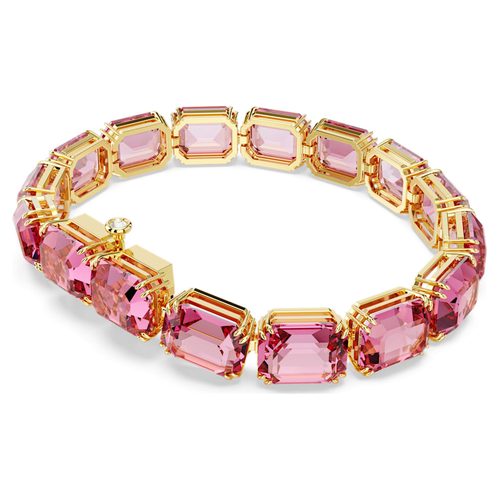 Millenia bracelet, Octagon cut, Pink, Gold-tone plated by SWAROVSKI