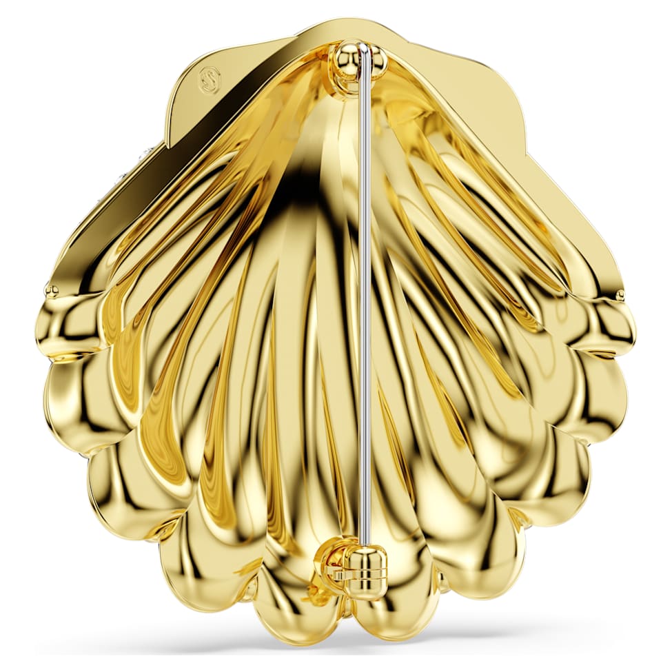 Idyllia brooch, Shell, White, Gold-tone plated by SWAROVSKI