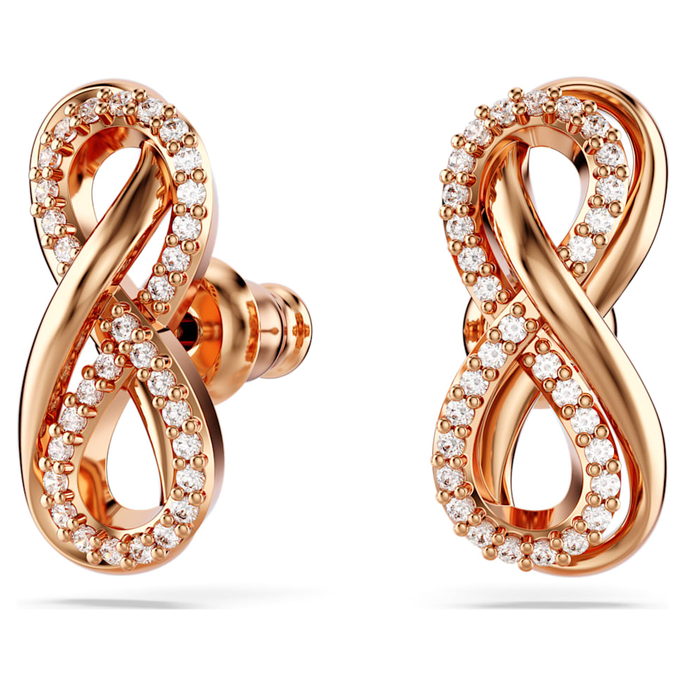 Hyperbola stud earrings, Infinity, White
