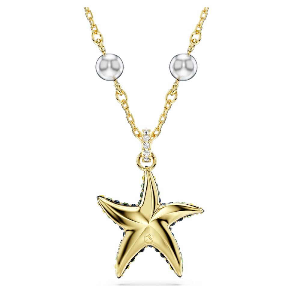 Idyllia pendant, Crystal pearls, Starfish, Multicoloured, Gold-tone plated by SWAROVSKI