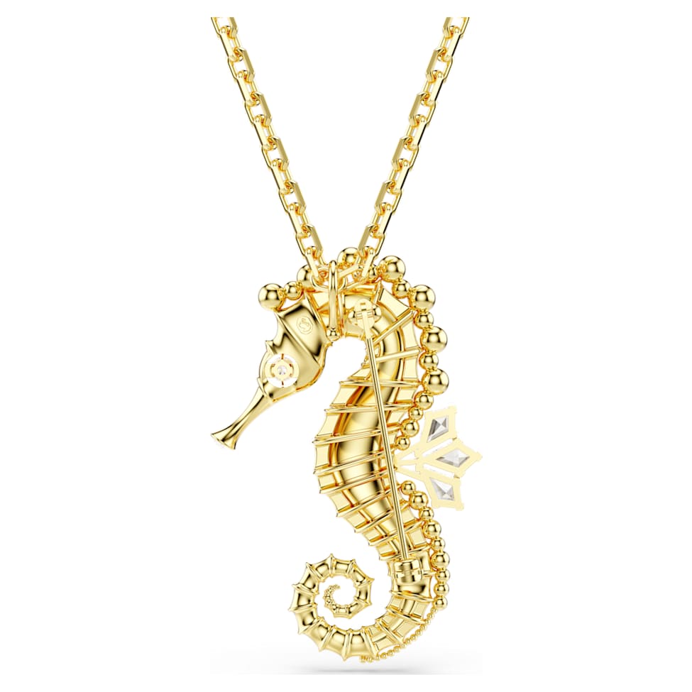 Idyllia pendant, Seahorse, White, Gold-tone plated by SWAROVSKI