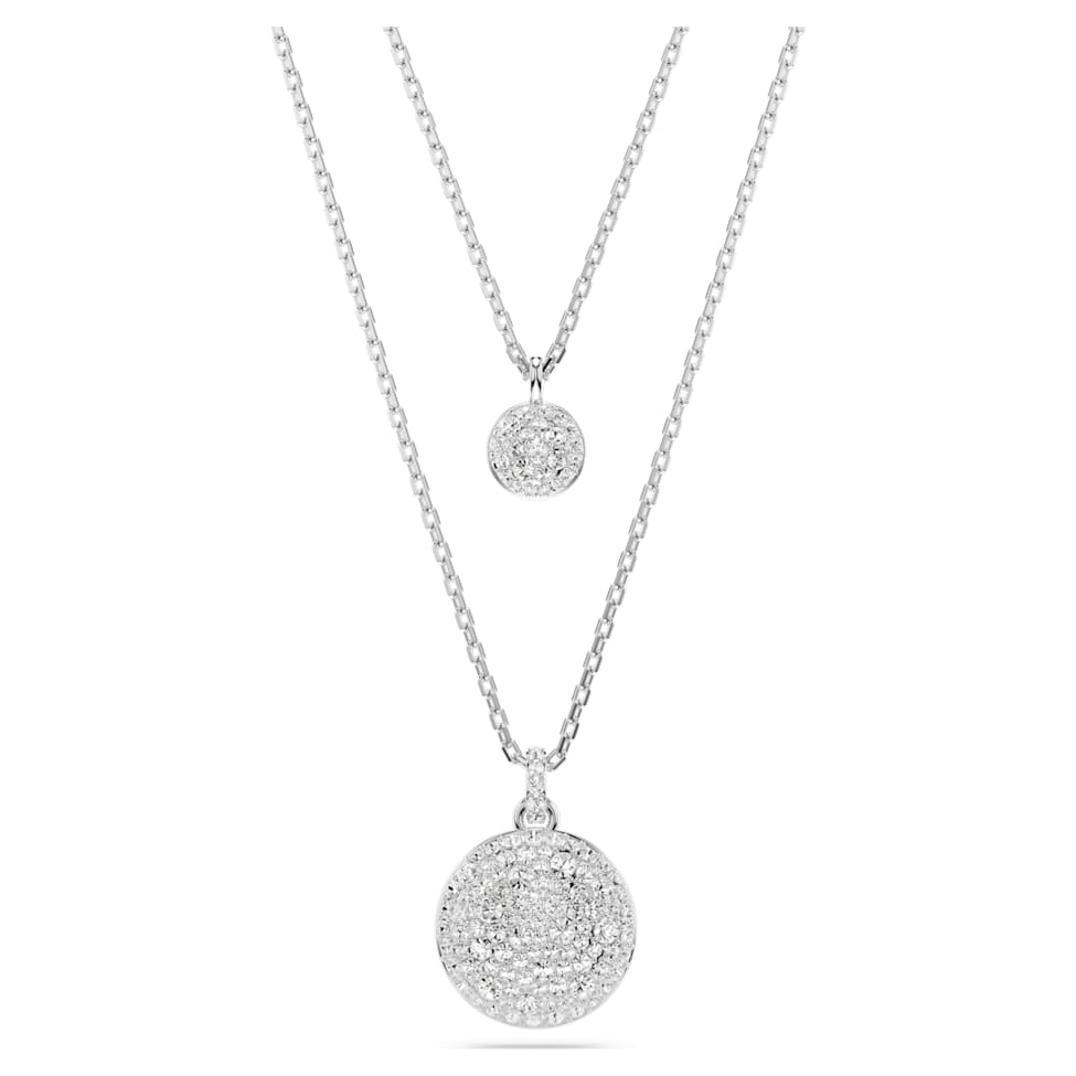 Meteora layered pendant, White, Rhodium plated by SWAROVSKI
