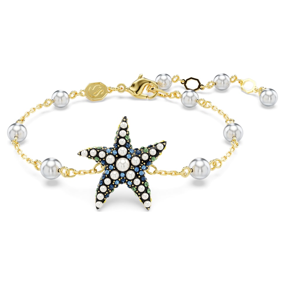 Idyllia bracelet, Crystal pearls, Starfish, Multicoloured, Gold-tone plated by SWAROVSKI