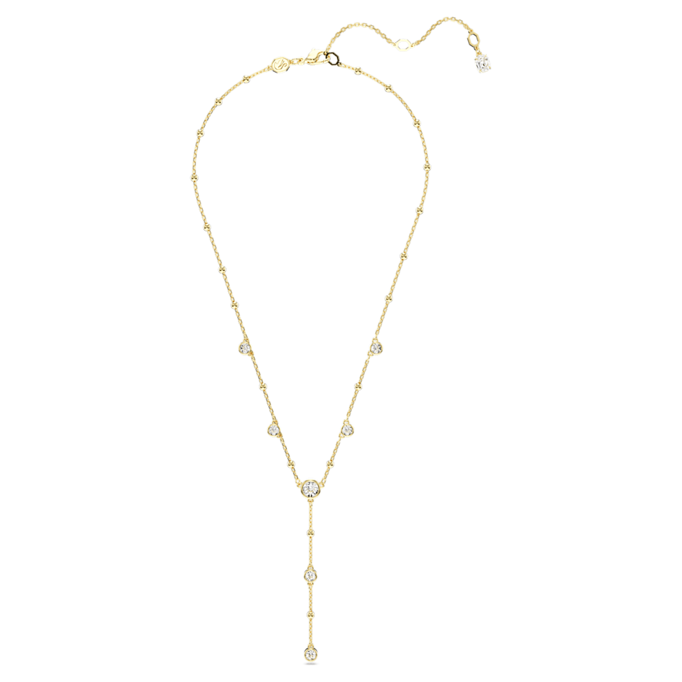 Imber Y necklace, Round cut, Scattered design, White, Gold-tone plated by SWAROVSKI