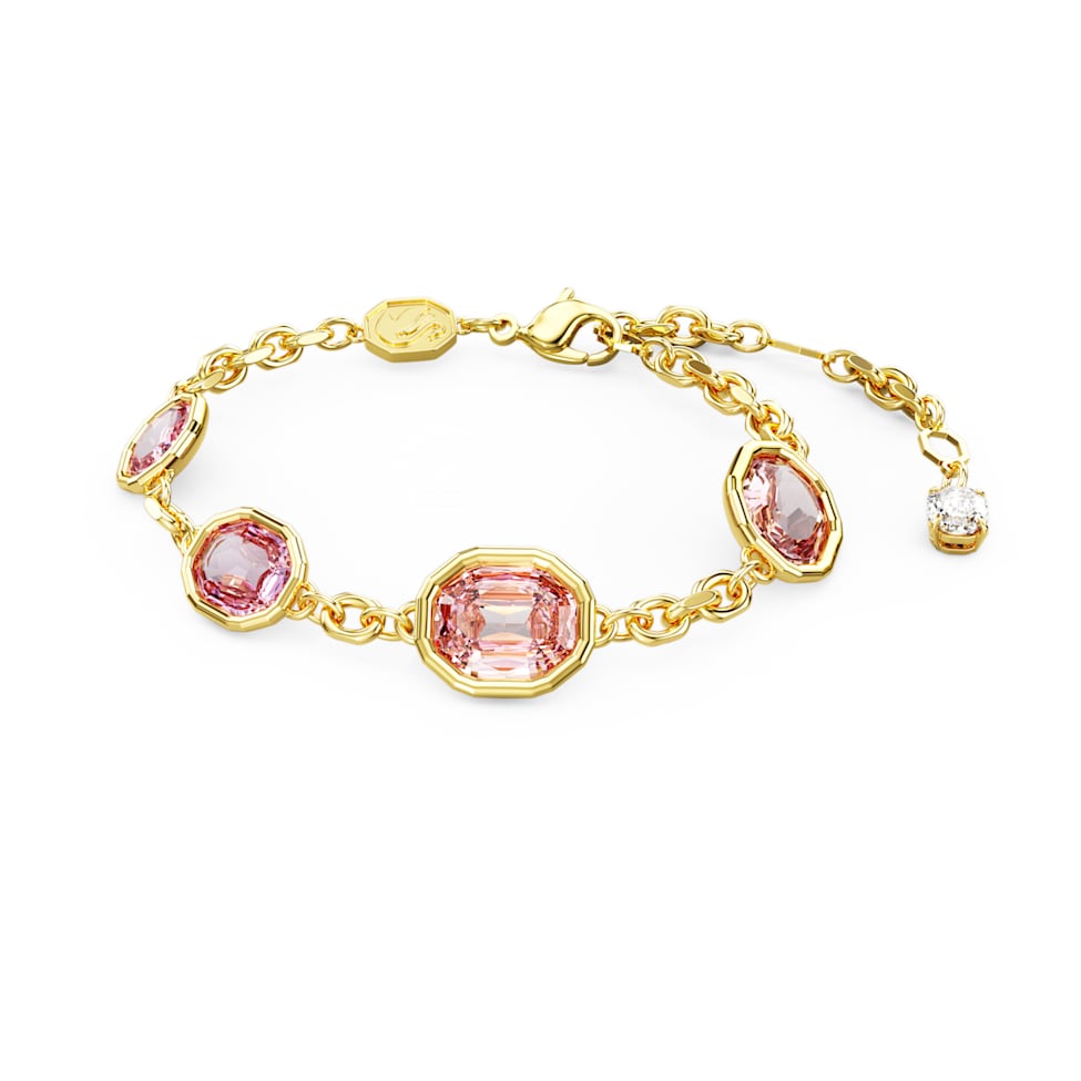 Imber bracelet, Octagon cut, Pink, Gold-tone plated by SWAROVSKI