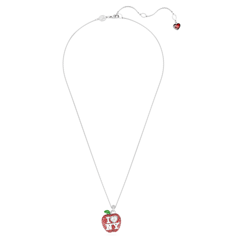 I LOVE NY pendant, Red, Rhodium plated by SWAROVSKI