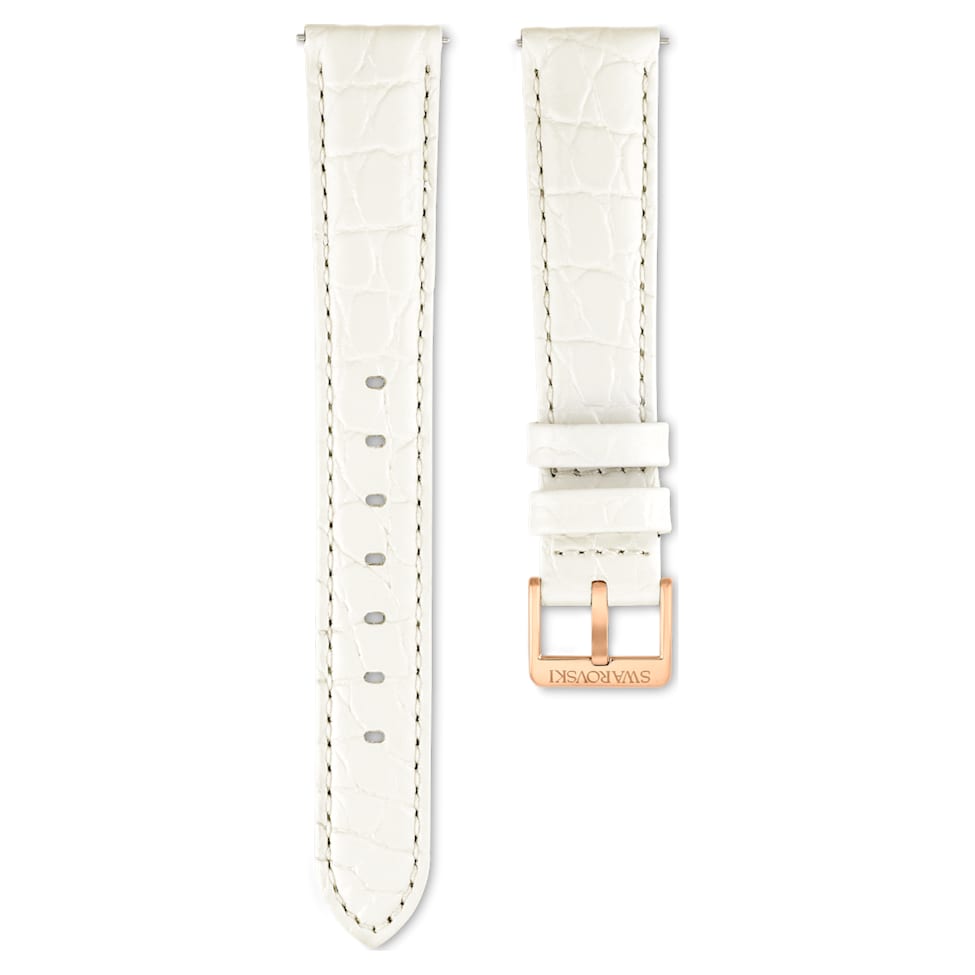 Watch strap, 16 mm (0.63") width, Leather strap, White by SWAROVSKI