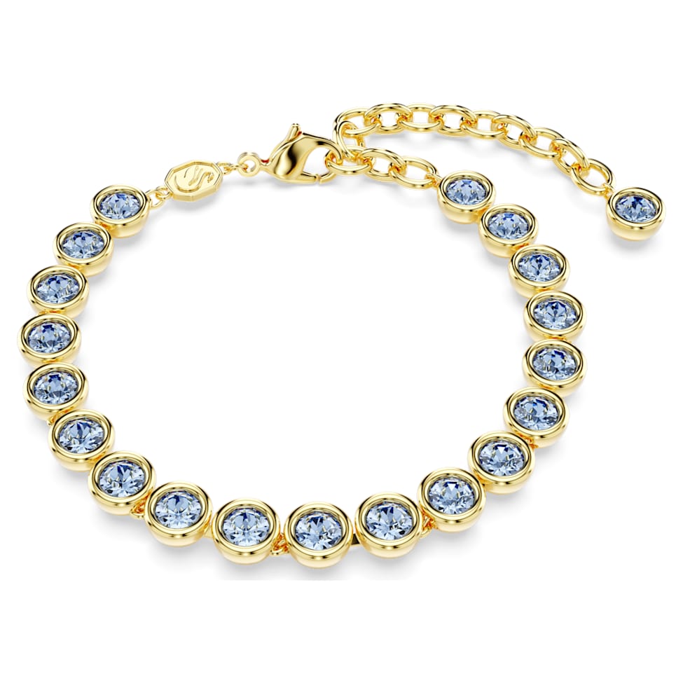 Imber Tennis bracelet, Round cut, Blue, Gold-tone plated by SWAROVSKI