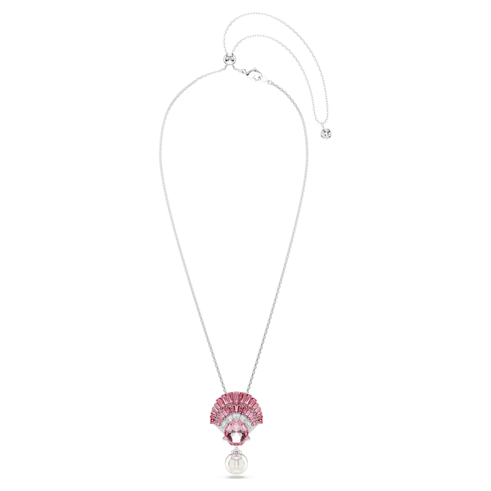 Idyllia pendant, Mixed cuts, Crystal pearl, Shell, Pink, Rhodium plated by SWAROVSKI