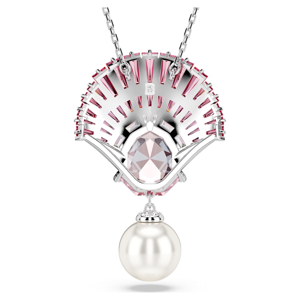 Idyllia pendant, Mixed cuts, Crystal pearl, Shell, Pink, Rhodium plated by SWAROVSKI