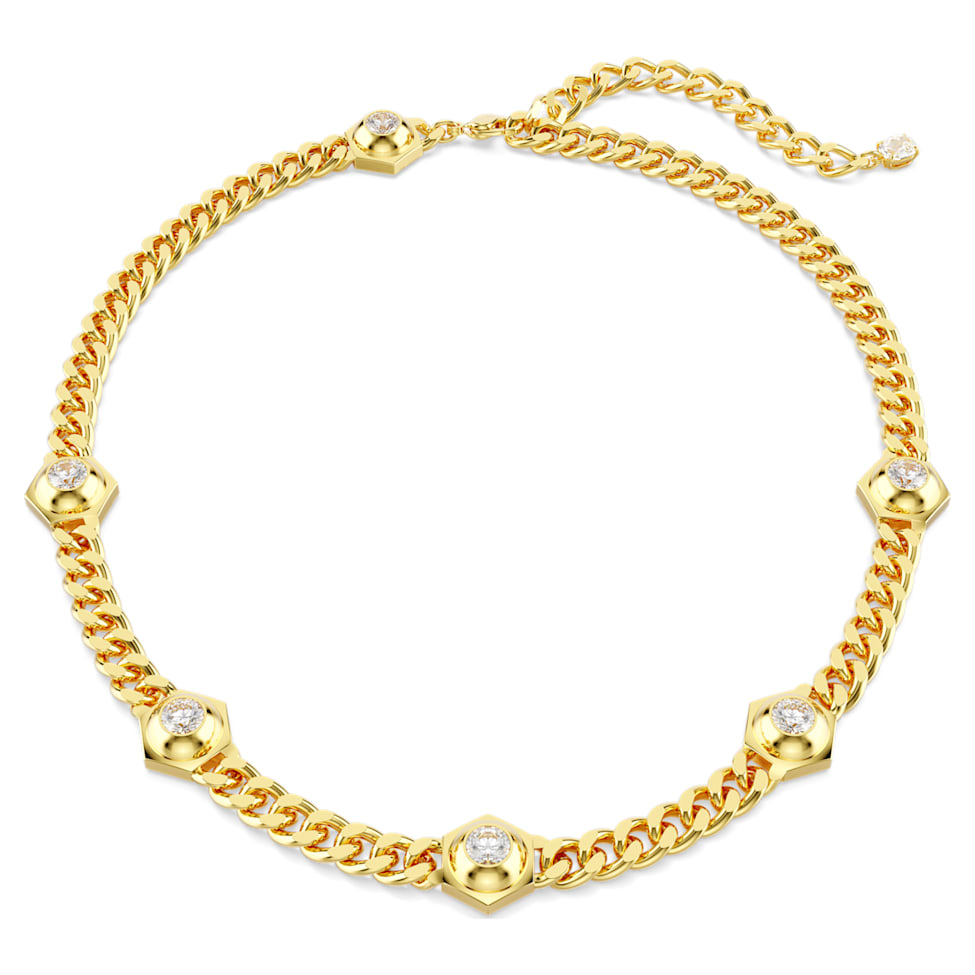Numina necklace, Round cut, White, Gold-tone plated by SWAROVSKI