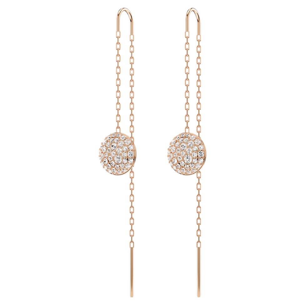 Meteora drop earrings, White, Rose gold-tone plated by SWAROVSKI