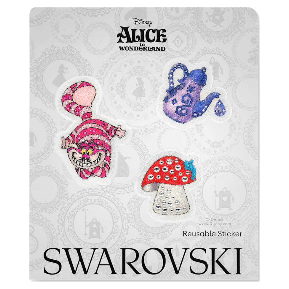 Alice in Wonderland removable stickers, Cat, teapot and mushroom, Multicolored by SWAROVSKI