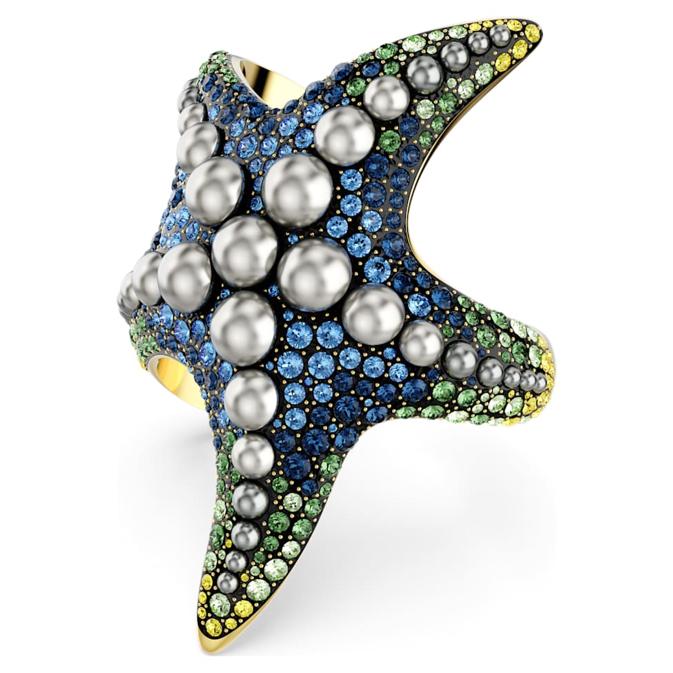 Idyllia cuff, Crystal pearls, Starfish, Multicoloured, Gold-tone plated by SWAROVSKI