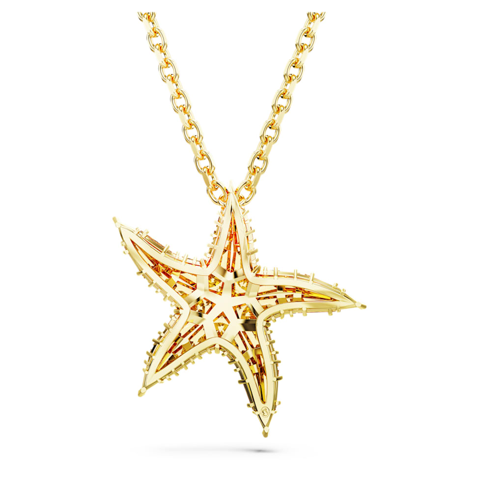 Idyllia pendant, Crystal pearls, Starfish, Gold tone, Gold-tone plated by SWAROVSKI