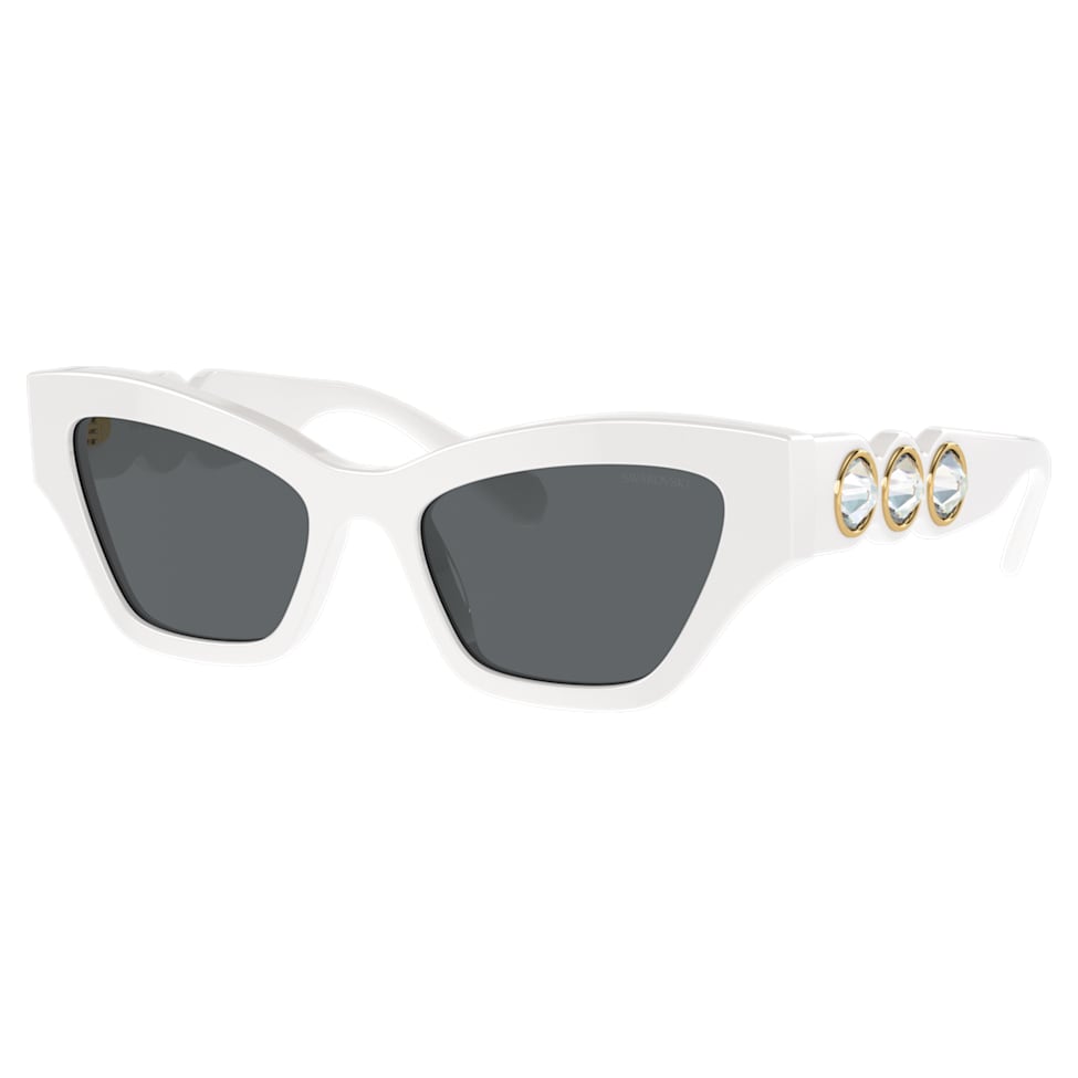 Sunglasses, Cat-eye shape, White by SWAROVSKI