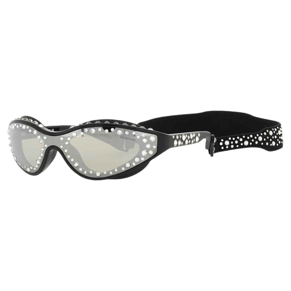 Sunglasses with strap, Swimming shape, Black by SWAROVSKI