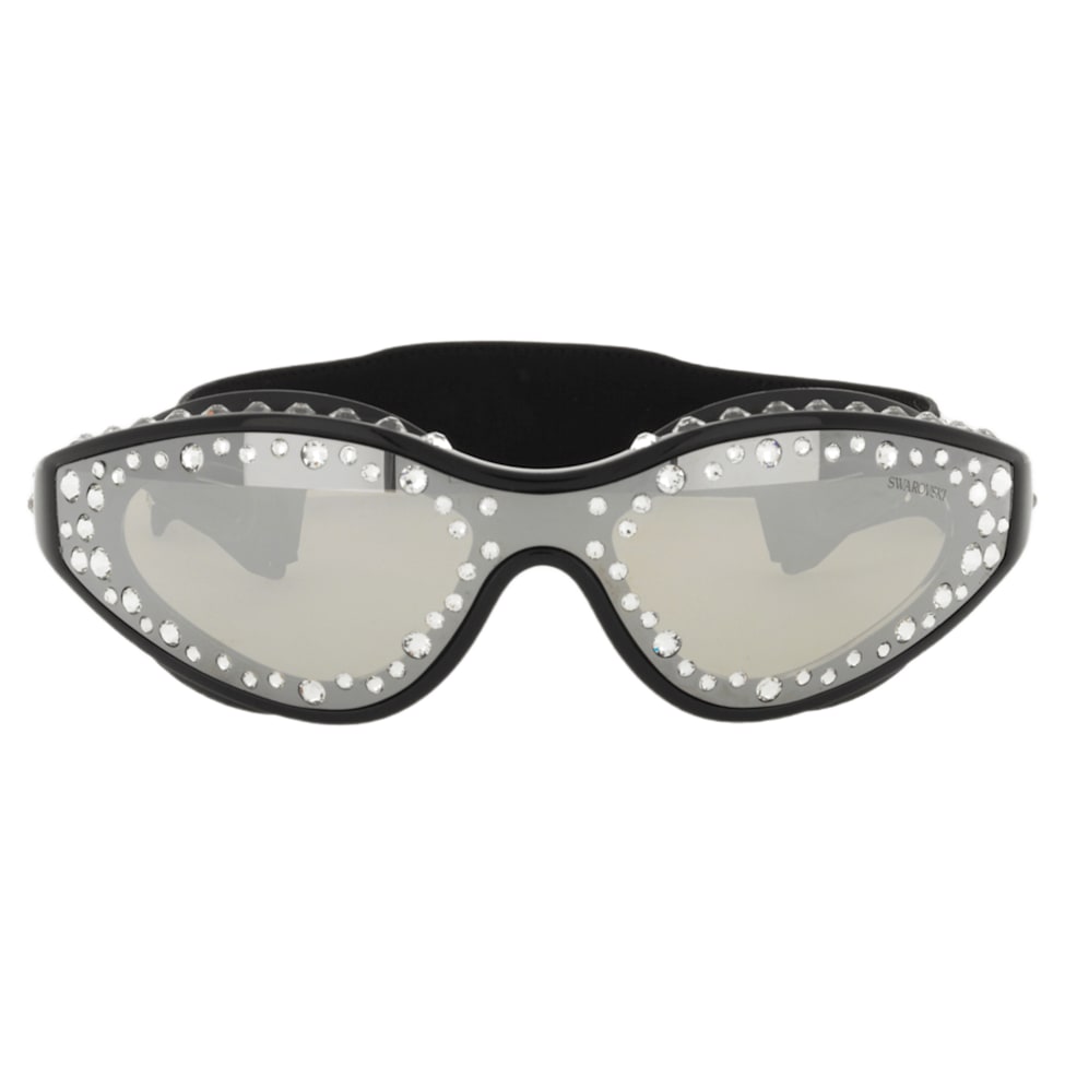 Sunglasses with strap, Swimming shape, Black by SWAROVSKI