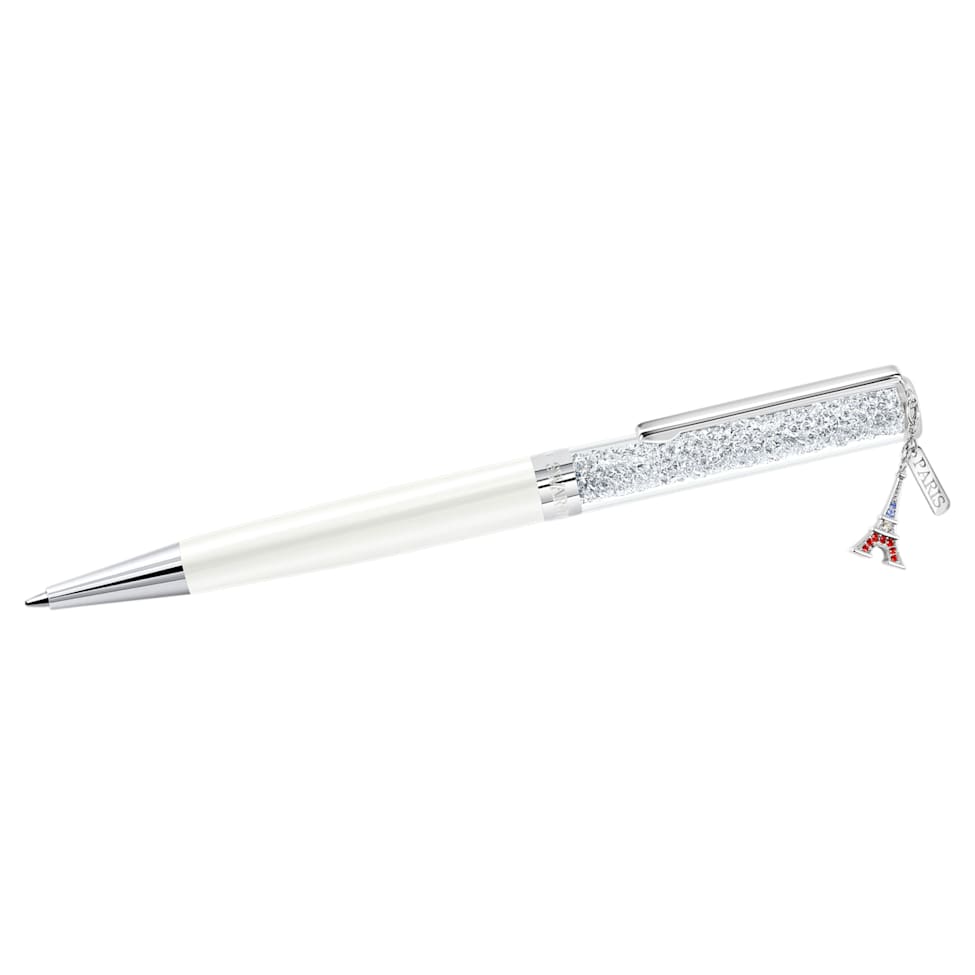 Crystalline ballpoint pen, Eiffel tower, White, Chrome plated by SWAROVSKI