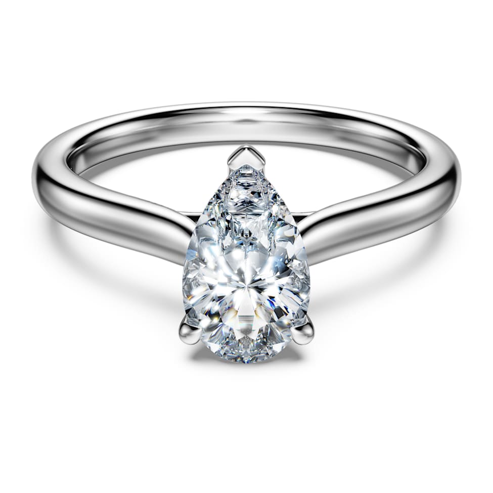 Eternity solitaire ring, Laboratory grown diamonds 1 ct tw, Pear cut, 14K white gold by SWAROVSKI