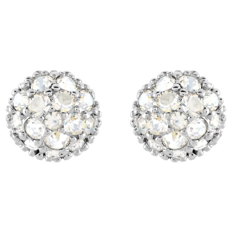 Euphoria stud earrings, Round shape, White, Rhodium plated by SWAROVSKI