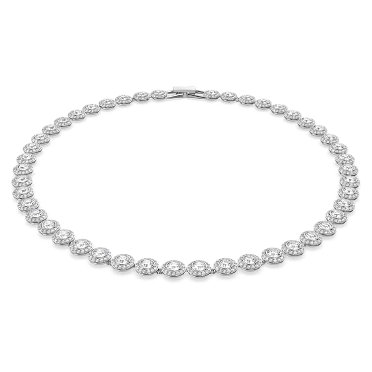 Una Angelic Tennis necklace, Round cut, White, Rhodium plated by SWAROVSKI