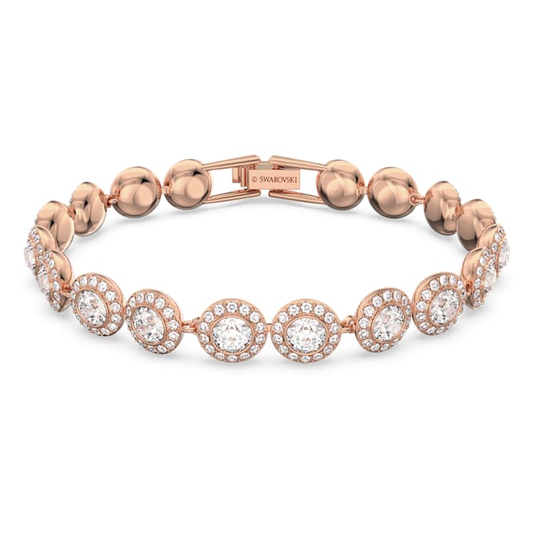 Una Angelic Tennis bracelet, Round cut, Pavé, Medium, White, Rose gold-tone plated by SWAROVSKI