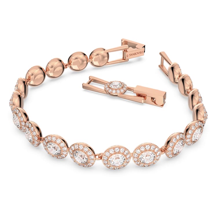 Una Angelic Tennis bracelet, Round cut, Pavé, Medium, White, Rose gold-tone plated by SWAROVSKI