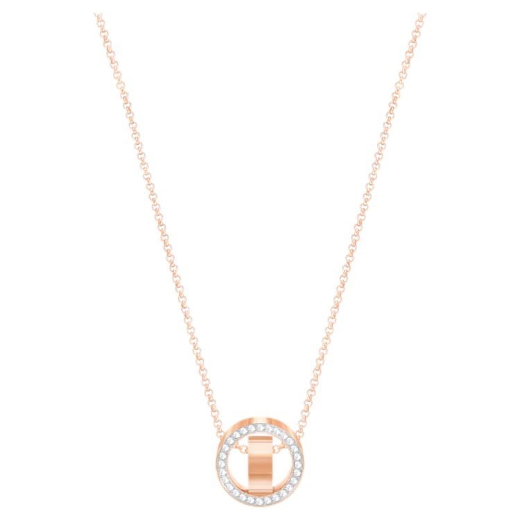 Dextera pendant, Round shape, White, Rose gold-tone plated by SWAROVSKI