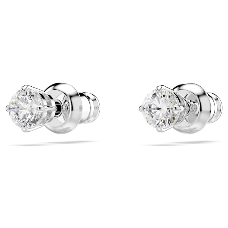 Stilla Attract stud earrings, Round cut, White, Rhodium plated by SWAROVSKI