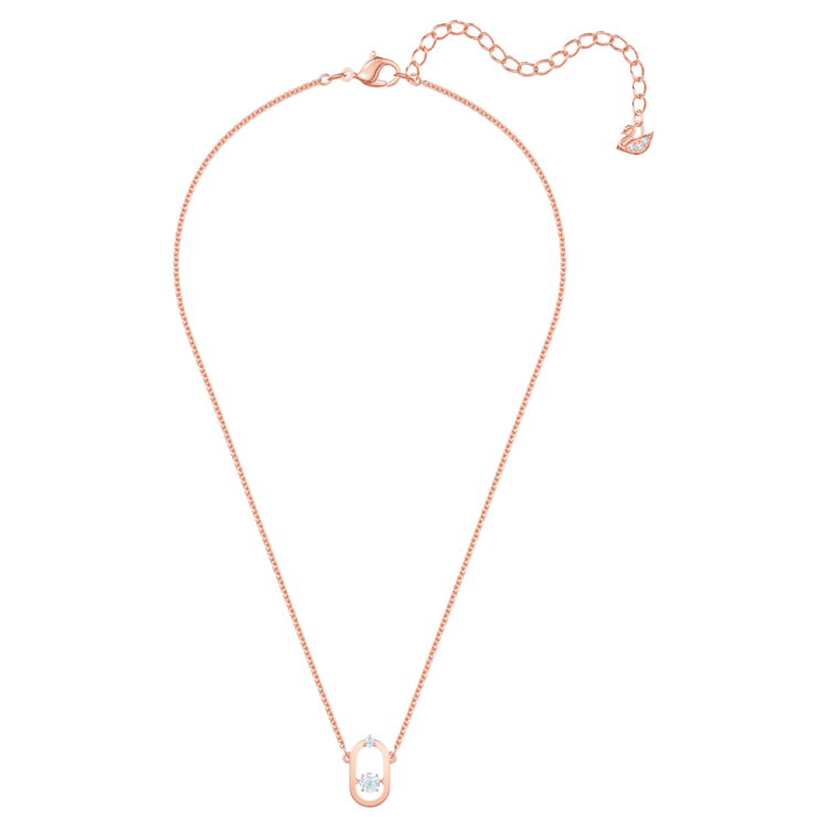 Una necklace, Round cut, Oval shape, White, Rose gold-tone plated by SWAROVSKI