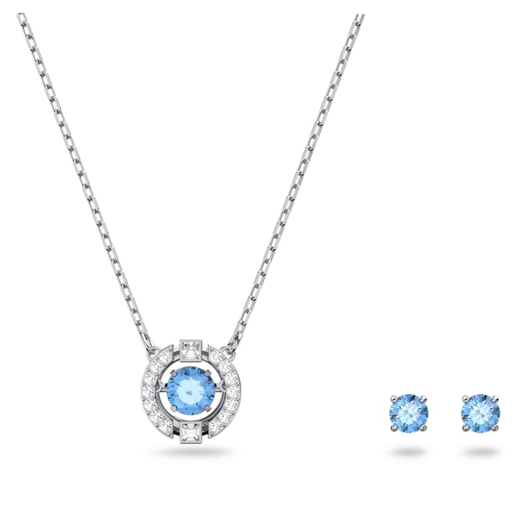 Una set, Round cut, Blue, Rhodium plated by SWAROVSKI