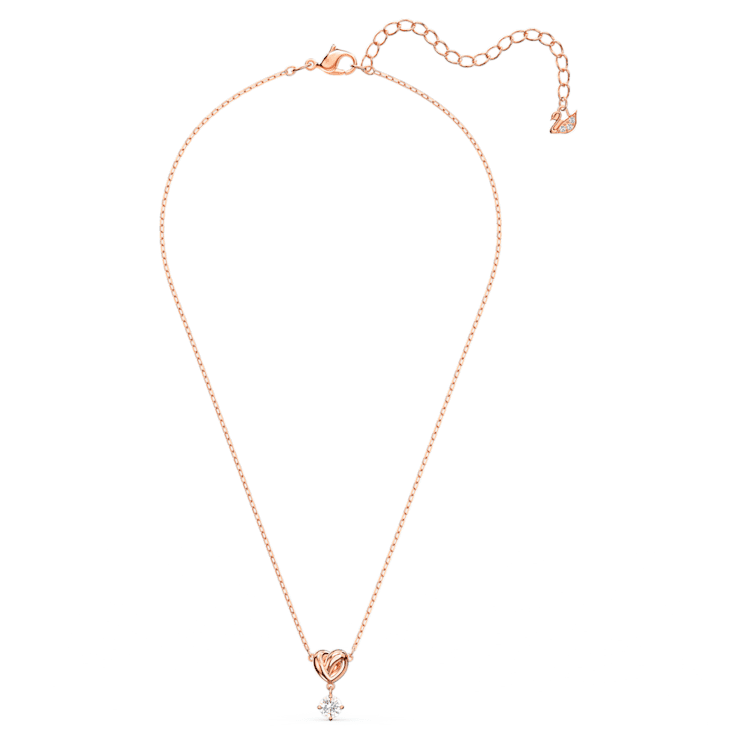 Lifelong Heart pendant, White, Rose gold-tone plated by SWAROVSKI