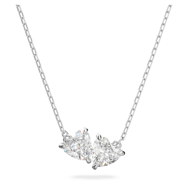 Mesmera necklace, Heart, White, Rhodium plated by SWAROVSKI