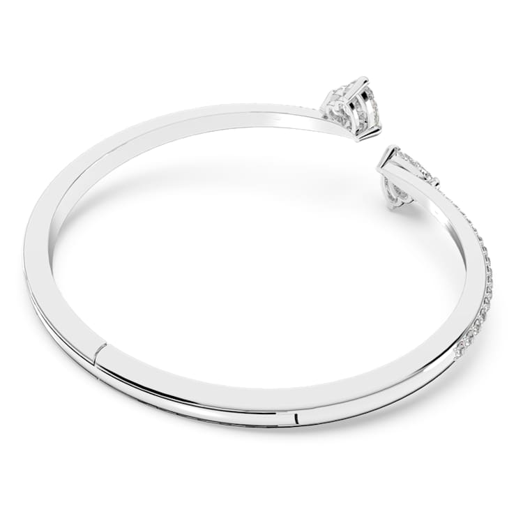 Mesmera bangle, Heart, White, Rhodium plated by SWAROVSKI