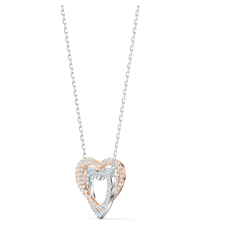 Hyperbola necklace, Heart, White, Mixed metal finish by SWAROVSKI