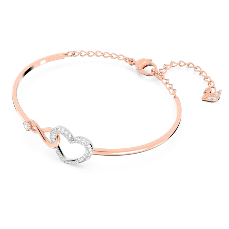 Hyperbola bangle, Infinity and heart, White, Mixed metal finish by SWAROVSKI