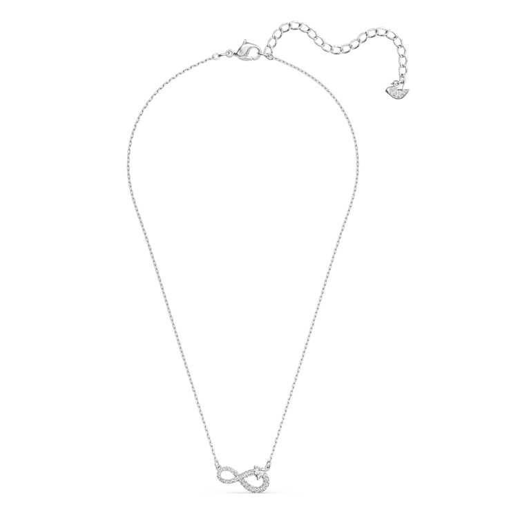 Hyperbola necklace, Infinity, White, Rhodium plated by SWAROVSKI